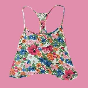 flower print cami spaghetti strap tank top floral nature